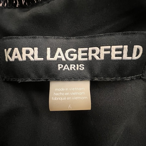 Karl Lagerfeld Paris Black shift tweed sleeveless dress size 6 *Missing Buttons* - Picture 10 of 12